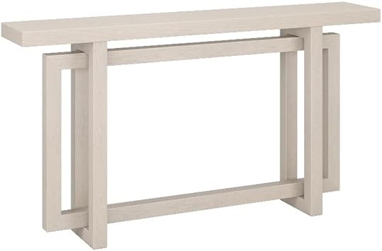 MAKLAINE Contemporary 55" Console Table, Alder White Wood-Look MDF, Adjustable Leveling Feet, Modern Transitional Style for Living Room, Hall, Entryway Decor