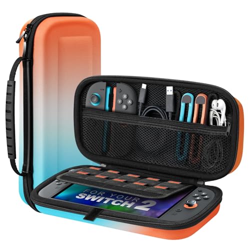 Image of TiMOVO Carrying Case for Nintendo Switch 2 (2025),Gradient Orange | Large Capacity, Hard Shell Protective, 10 Game Card Slots, Pockets for Console & Accessories, Portable Travel Pouch