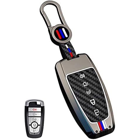 YONUFI for Ford Key Fob Cover Case Metal Shell Smart Key Holder Protector Compatible for Escape F150 Bronco Explorer F250 Mustang F350 Edge Fusion 2018-2024 (FDA-Carbon Fiber) Cover