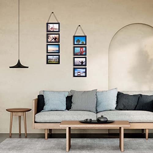 Lavezee 4X6 Hanging Collage Picture Frames Set Of 2, Black 8 Opening Horizontal Frame Made To Display 4 X 6 Inch Photo For Wall Decor #TOP3