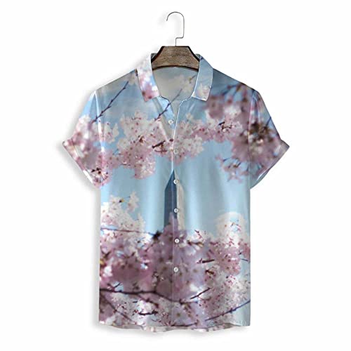 Chemise de plage séchage rapide à manches courtes et imprimé sakura rose