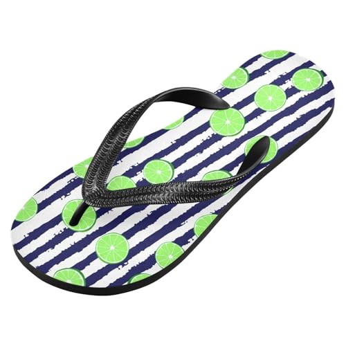 Sinestour Lime Blue Stripe Flip Flops for Beach Thong Sandals Anti-slip Lightweight Beach Slippers for House Indoor Outdoor2