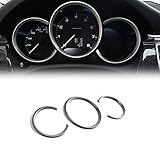GTINTHEBOX 3 Pcs Dashboard Edge Decoration Trim Ring for 2014-up Porsche Macan,Silver