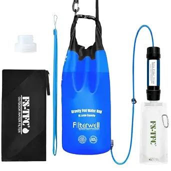Gravity Water Filter Straw, 4-Stage Filtration System for Camping and Emergency Use