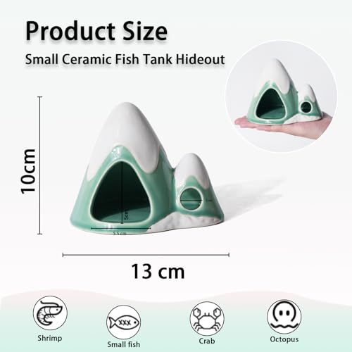 Image of Cute Green Aquarium Decor Ceramic Mountain Betta Fish Tank Cave