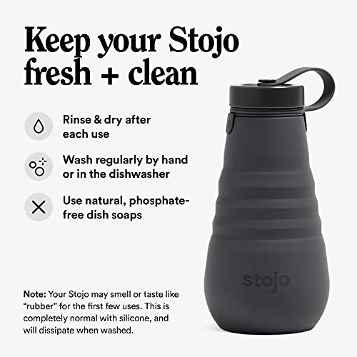 STOJO Collapsible Water Bottle – Carbon Gray, 20oz / 592ml - Leak-Proof Reusable Silicone Travel Cup for Hot & Cold Drinks - Microwave & Dishwasher Safe - AS SEEN ON TODAY SHOW - Image 5