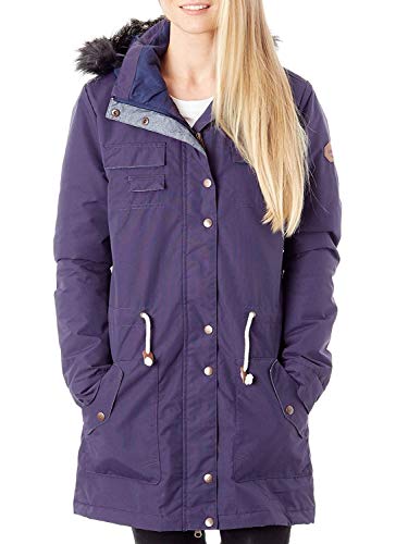 Protest Parka Damenjacke Widley 15 blau Kapuze Zip Fellimitat Taschen (XL)
