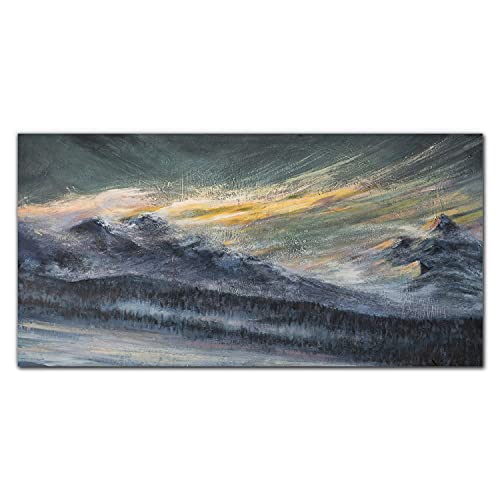 Montagnes d'hiver faune de neige tableau photo 140x70cm pour décoration murale