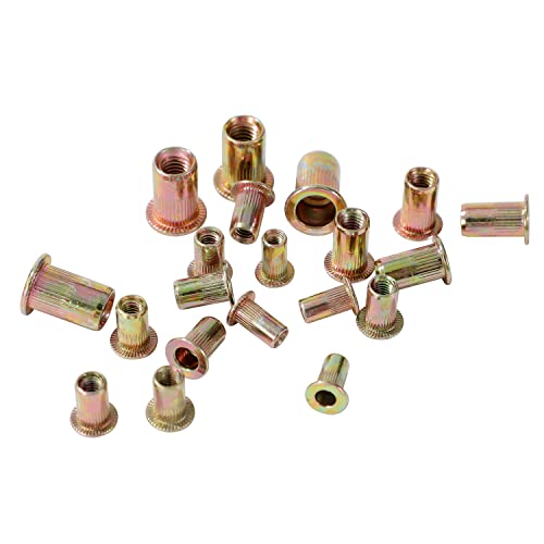 KATSU Nietmutter Sortiment 120 Stück M3 M4 M5 M6 Verzinkter Stahl Flachkopf Gewinde Einsatz Nietmutter Einnietmuttern Blindnietmuttern Muttersätze für die Automobil-Elektroindustrie