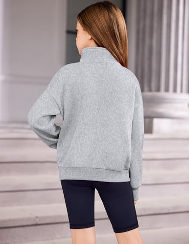 Image of Arshiner Girls Half Zip Sweatshirt Fleece Quarter Zip Pullover Sweatshirts | Fall Fashion Clothes for Teen Girls with Thumb Hole for 5-16 Years