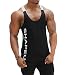 Lesimsam Men Muscle Fitness Tank Top Bodybuilding Workout Gym Sport Sleeveless Stringer Shirts Vest (TAG L=US S, Black)