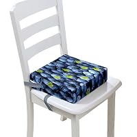 Rialzo per sedia da pranzo, smontabile e lavabile, cuscino crescente con 2 cinghie regolabili, fibbia di sicurezza, fondo antiscivolo, per sedie da viaggio e sala da pranzo, per bambini (blu