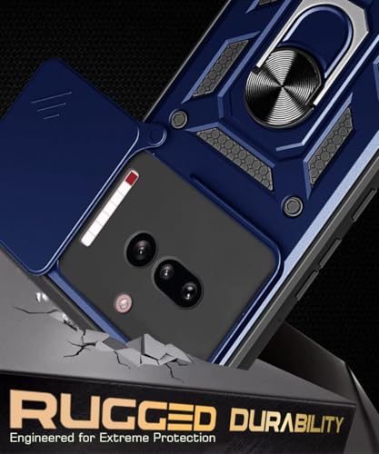 Image of WOW IMAGINE Tough Armor Bumper Mobile Back Case for Nothing Phone 4A | Sliding Camera Cover | Shock Proof 360 Protection | Hybrid PC + TPU | Ring Holder with Kickstand - Blue