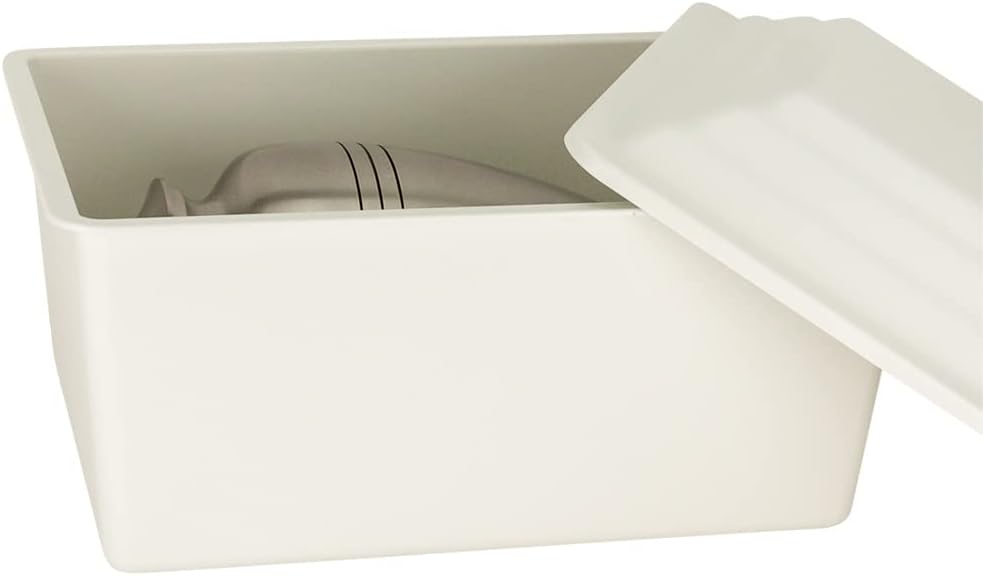 White Urn Vault for Ground Burial, Holds One Adult Cremation Urn for Human Ashes, Durable and Secure Cremation Urn Vault for Cemetery Burial