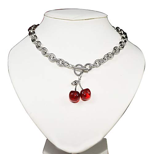 Dark Cherry Harajuku Girl Necklace 2021 Small Geometric Pendant Ot Buckle Punk Gothic Street Silver Color Chain Choker Necklaces #TOP1