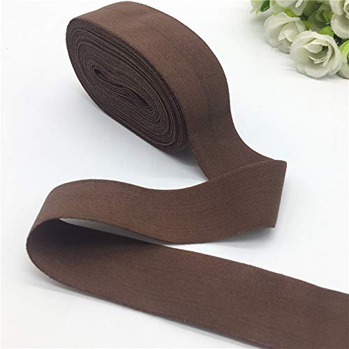 Fqtanju 25Mm X 5 Yard Ribbon Elastic Foldover Elastics Stretch Hair Ties Headbands, Spandex Ribbon Sewing Lace Trim Waist Band Garment Accessory (Brown) #TOP8