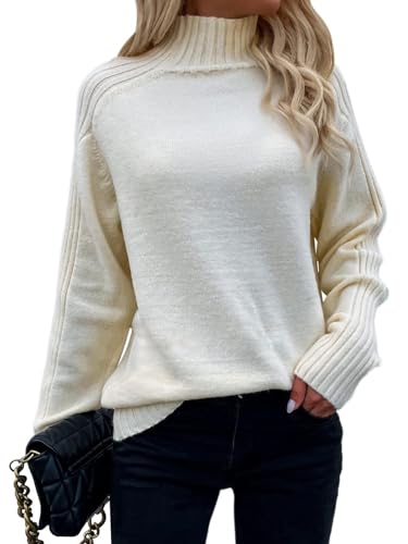 Les umes Womens Turtleneck Sweaters Long Sleeve Loose Pullover Sweater Casual Knit Tops