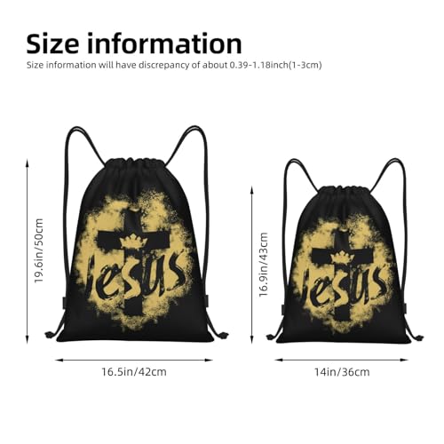 Jesus Cross Drawstring Bag Adjustable Gym Bag Backpack Sports Knapsack for Travel, Swimming, Camping for Women Men M4