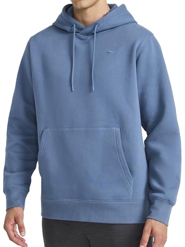 Reebok Men’s Fleece Hoodie, Standard Fit, Midweight Cotton-Poly Fabric, Vector Shadow, Large