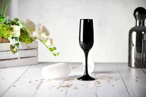 Copas de vino espumoso Glasmark Krosno 6x 200ml en vidrio negro premium 7