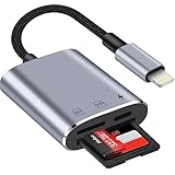[Apple MFi Certified] SD Card Reader for iPhone iPad, QIMIAOUS Trail Game Camera SD Card Viewer with Dual Slot for MicroSD/SD, Photography Memory Card Adapter with Charging Port,Plug and Play