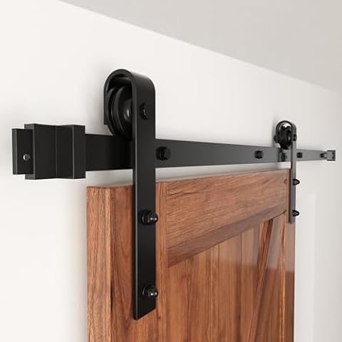 WINSOON 6FT Sliding Door Kit with J Shape Hanger Cover