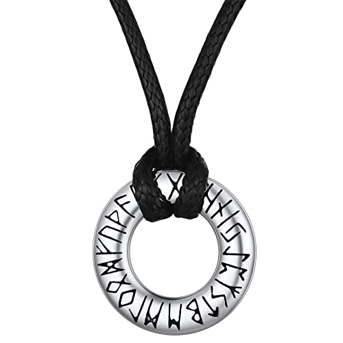 Faithheart Norse Viking Circle Rune Pendant Necklace Braided Leather Rope Chain Necklaces For Men Women Nordic Mythology Jewelry #TOP25