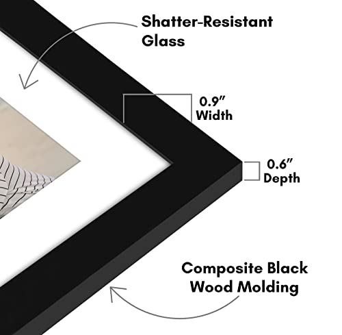 Americanflat 12x12 Picture Frame with Shatter-Resistant Glass - Use as 8x8 Frame with Mat or Display 12x12 Photo Without Mat - Signature Collection - Square Frames for Wall Display - Black