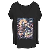 Star Wars Women's Mandalorian Mando Child Razor Painty Stars Junior's Plus Short Sleeve Tee Shirt, Black, 3X