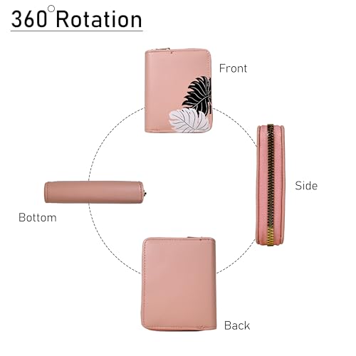 Image of Valerie Women's Small Peach Leather RFID Protected Zipper Wallet