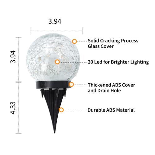 Image of JKIMK Solar Globe Lights Outdoor Waterproof-Solar Balls Garden-Cracked Glass Ball Solar Lights Outdoor-Solar Orbs Outside-Outdoor Decorations Patio & Yard Lawn Backyard Decor