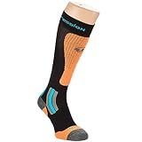 Ultrasport 1353-200/184 Calze Da Sci a Compressione con Meryl, Thermolite/Wool, Nero/Arancio/Turchese, 35-38