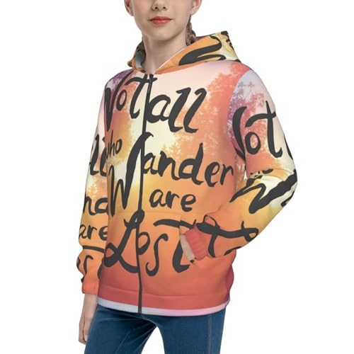 Not All Who Wander Are Lost Kid Hoodies Boys Zip Up Sweatshirts Girls Pullover with Pocket
