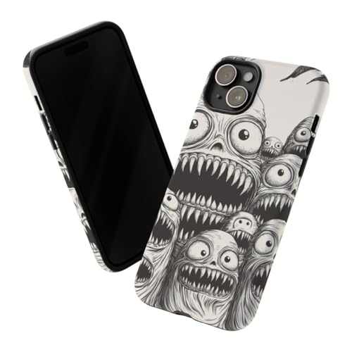Coque iPhone 15 Plus noire rigide mate Slimy Monster Heads - 2