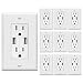 TOPGREENER High Speed 4.8A USB Wall Outlet, 15A TR Receptacle for iPhone XS/MAX/XR/X/8/7/6s/Plus, iPad, LG, HTC and more, Compatible Samsung Galaxy S9/S8/S7/S6, Edge note and more, TU21548A, 6 Pack