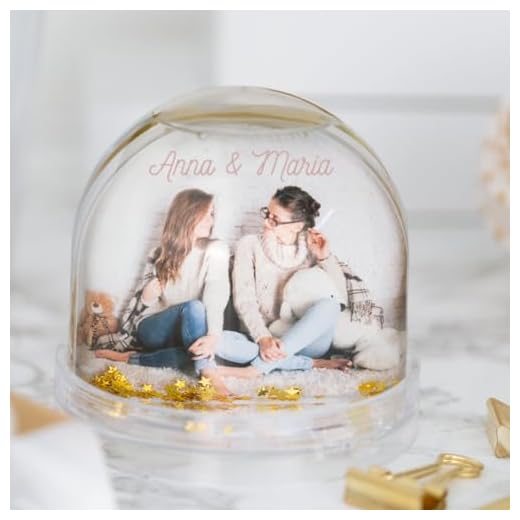 Wanapix | Bola de Estrellas Personalizada con 2 Fotos | Personalizado con Foto y Texto | Relleno de Estrellas | Regalo Original para San Valentín | 8,5ø x 9cm - Esférica