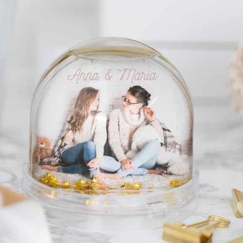 Wanapix | Bola de estrelas personalizada com 2 fotos | personalizado com foto e texto, preenchimento de estrelas, presente original para o dia dos namorados, 8,5 x 9 cm, esférica