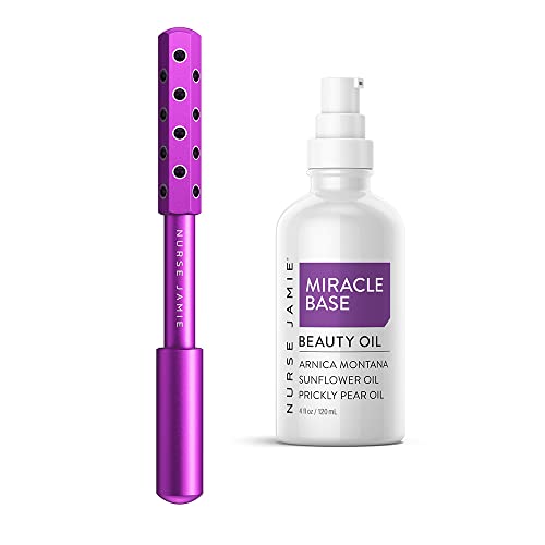 Nurse Jamie Miracle Makeover Kit – Uplift Beauty Roller & Miracle Base Beauty Oil Duo for Skin Toning, Hydration & Glow
