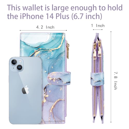Coco Rossi Womens RFID Blocking Large Capacity Wallet Multi Card Organizer Bifold Wallet for Women with Zipper Pocket, Gradient Marble by Coco Rossi - Used condition - Image 3