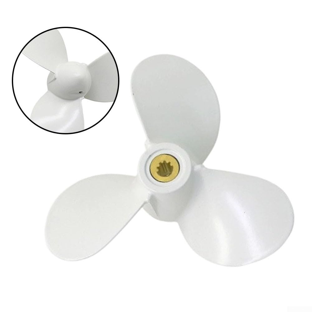 Hélice fueraborda 6L5-45952-00-EL 7-1/4x5-1/2 pulgadas para motores HP compatible con 2A 3A 3A F2.5A Aleación de Aluminio Blanco Pieza de Repuesto
