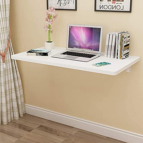 Table murale pliable blanche 110x40 de cuisine et bureau suspendu - 3