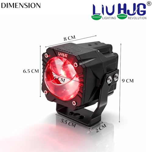 Image of LIU HJG Wiring Harness 3 Lens Goriila Fog Light High Brightness Waterproof & Dustproof 120W 12V DC Power Yellow, White, & Red Devil Eye Light Reflection Universal fit All Bikes And Car Models Pack 2