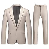 KUDMOL Mens Suits 2 Piece Slim Fit Suit One Button Wedding Business Suits for Mens Solid Formal Prom Tuxedo Jacket & Pants Set Champagne