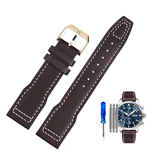 Bracelet montre cuir véritable 20mm de qualité supérieure pour IWC Pilots