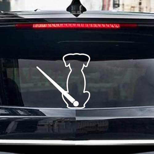 Leniutor Dog Wiper Sticker For Cars, Waterproof Vinyl Cute Dog Waving Tail Rear Window Windshield Sticker Decal, Funny Lovely Animal Rear Wiper Decoration 5.43 X 10.62 (A Lovely Dog, Reflective White) #TOP1