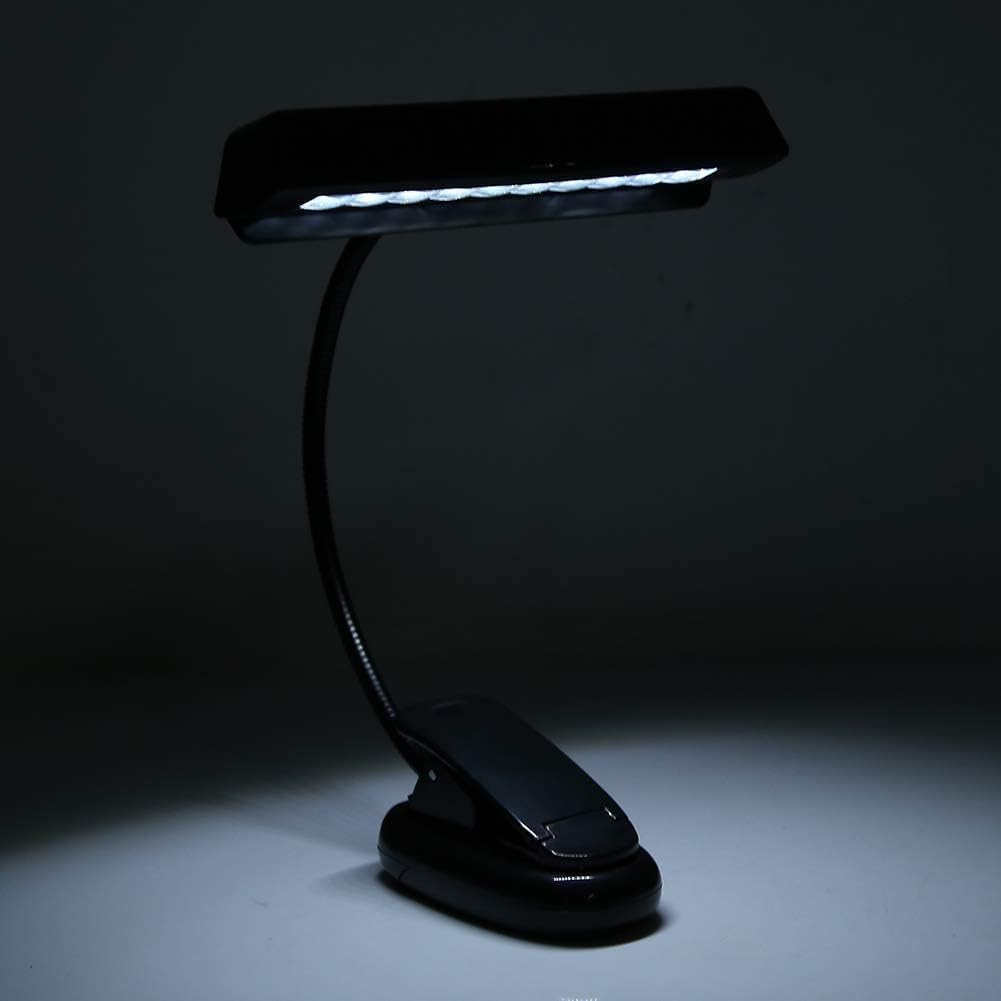 Vbest life Lámpara de soporte musical, lámpara de soporte musical de orquesta de plástico portátil, lámpara de soporte musical de soporte de cuello flexible USB de lectura LED - Negro