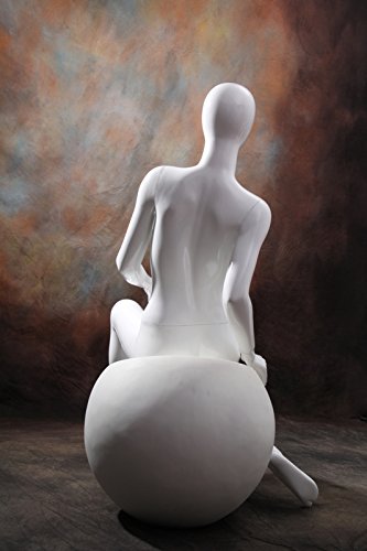 (Mz-Zara5Eg) Abstract Egg Head Female Mannequin, Sitting Pose W/Stool #TOP4