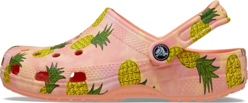 Image of Crocs Unisex-Adult Classic Seasonal Print Clogs, Papaya /Multi, 9 Men /11 Women