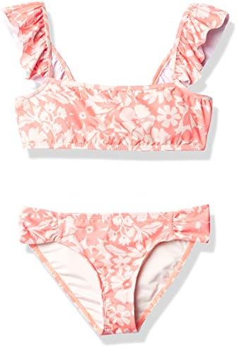Billabong Girls' Way to Love Ruffle Top Two Piece Swimsuit Set, Multi, 8