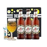 San Miguel Especial Spanish Lager 330ml Bottles Gift 3 Pack with Branded Glass - World Beer Gifts for Men and Women, Beers and Lagers Offers, Craft Beer Gift Set, Mens Birthday Gifts for Him for Her